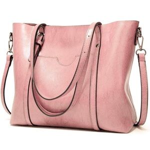 Pink Vegan Leather Top Handle Satchel Bag/Tote Bag